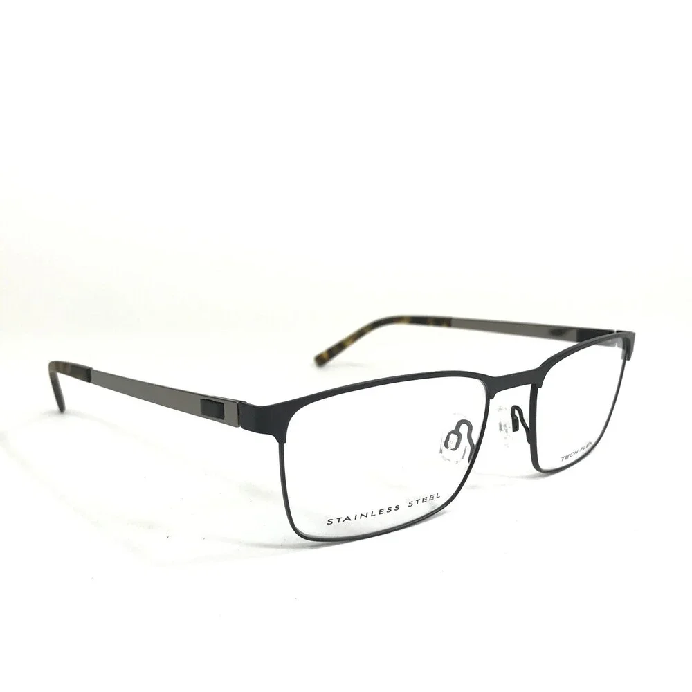 Tech Flex Large Eyeglasses Frames 30148S SP11 Black Silver Square 54-18-145